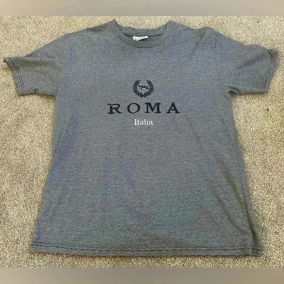 Vintage times Roma Italian striped T shirt size m - Picture 1 of 4